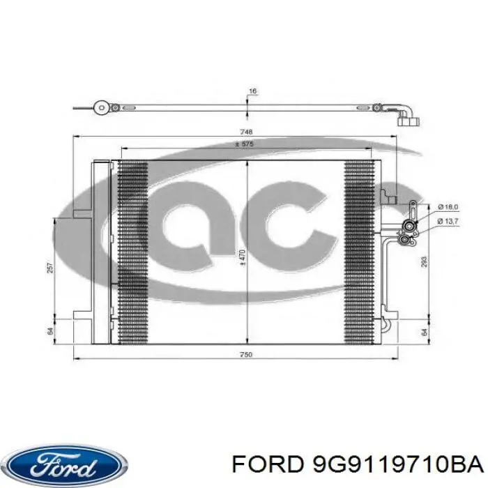 Радіатор кондиціонера 9G9119710BA Ford