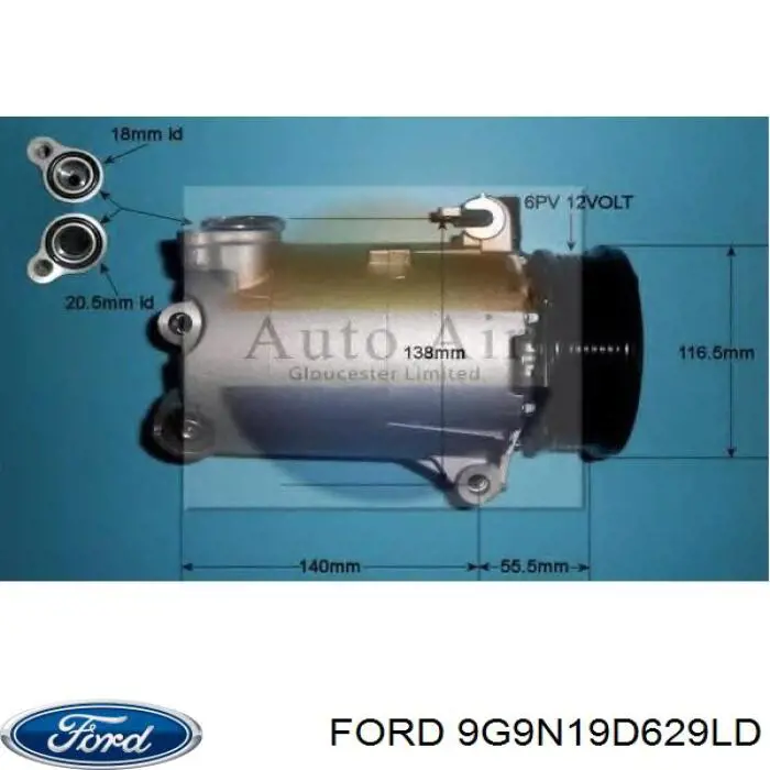 Компресор кондиціонера 9G9N19D629LD Ford