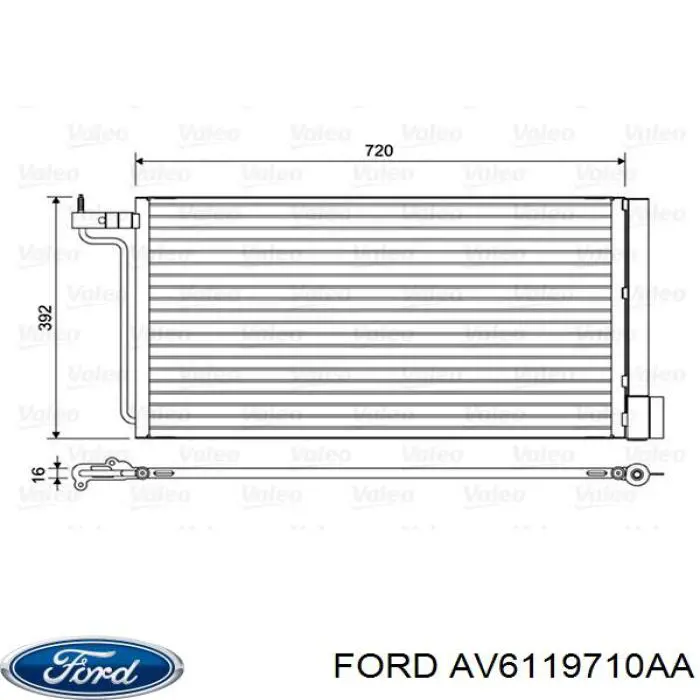 Конденсатор кондиціонера Ford AV6119710AA ціна, від 72.85 USD