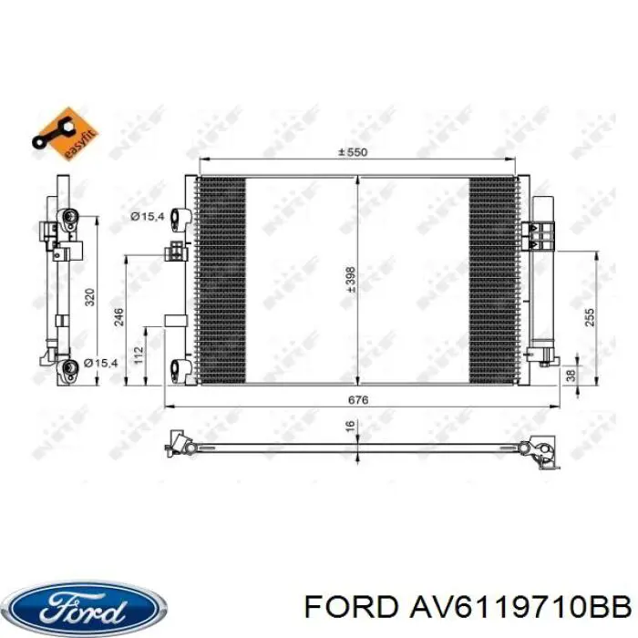 AV6119710BB Ford радіатор кондиціонера