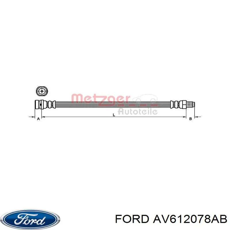 Шланг гальмівний передній AV612078AB Ford