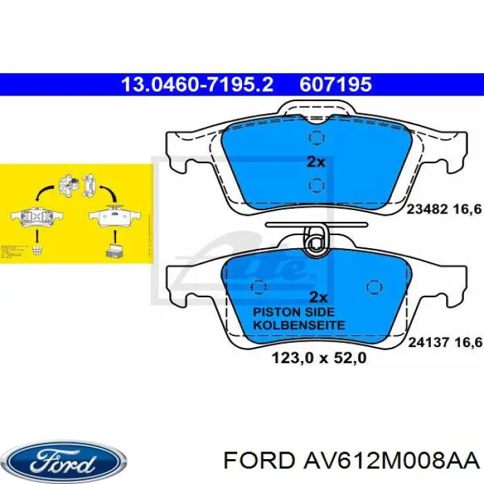 Колодки гальмові задні, дискові AV612M008AA Ford