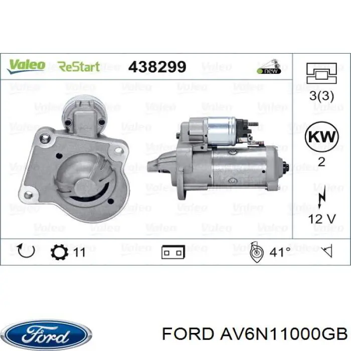 AV6N11000GB Ford стартер