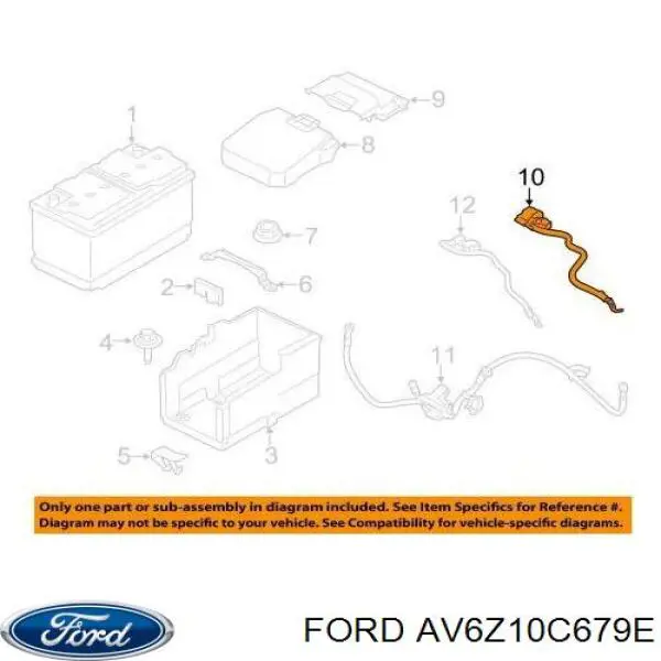 Купити AV6Z10C679D Ford Кабель маси акумулятора (АКБ)