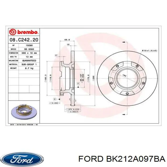 Гальмівні диски BK212A097BA Ford