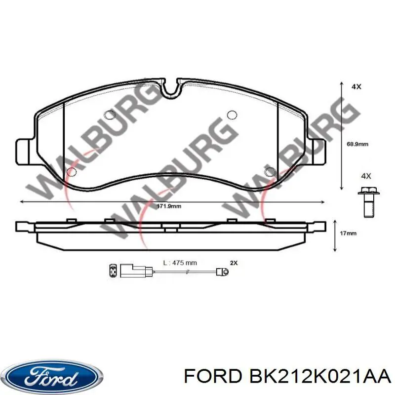Гальмівні колодки Ford BK212K021AA ціна, від 31.50 USD