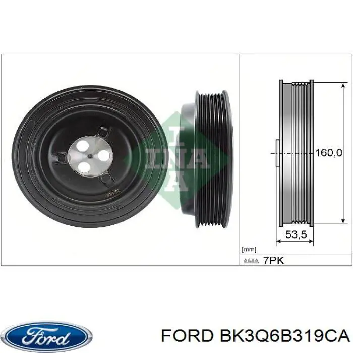 Шків колінвала (демпфер ) Ford BK3Q6B319CA ціна, від 74.02 USD