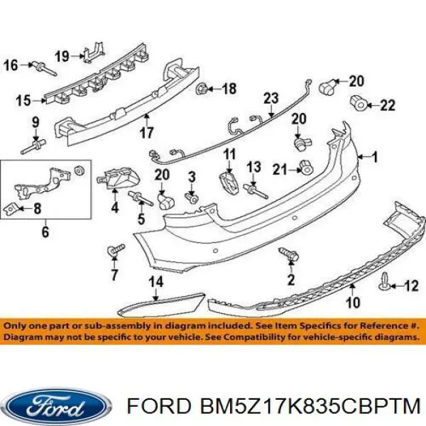Кожух бампера заднього Ford BM5Z17K835CBPTM ціна, від 251.94 USD