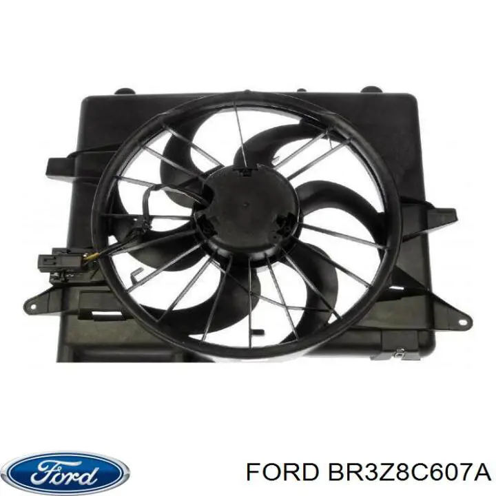 DR3Z8C607B Ford дифузор радіатора охолодження, в зборі з двигуном і крильчаткою