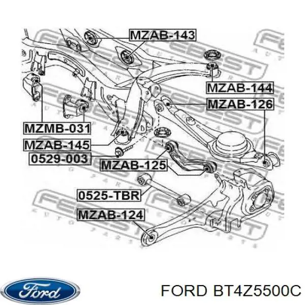 BT4Z5500C Ford Важіль/тяга задньої підвіски подовжній нижній, лівий