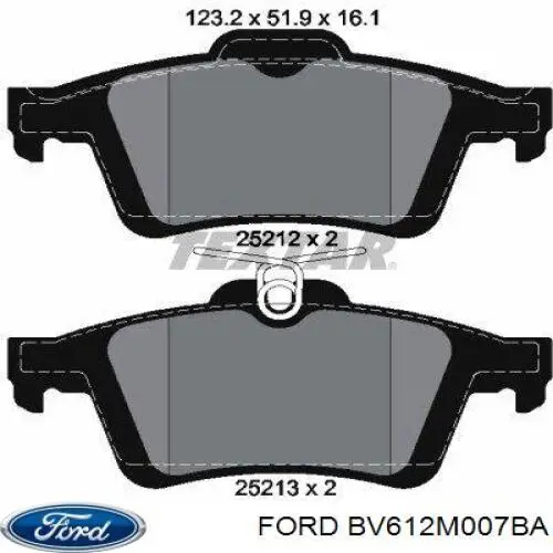 Гальмівні колодки Ford BV612M007BA ціна, від 20.18 USD