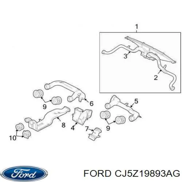 Купити CJ5Z19893AG Ford Решітка вентиляції салону на "торпедо"