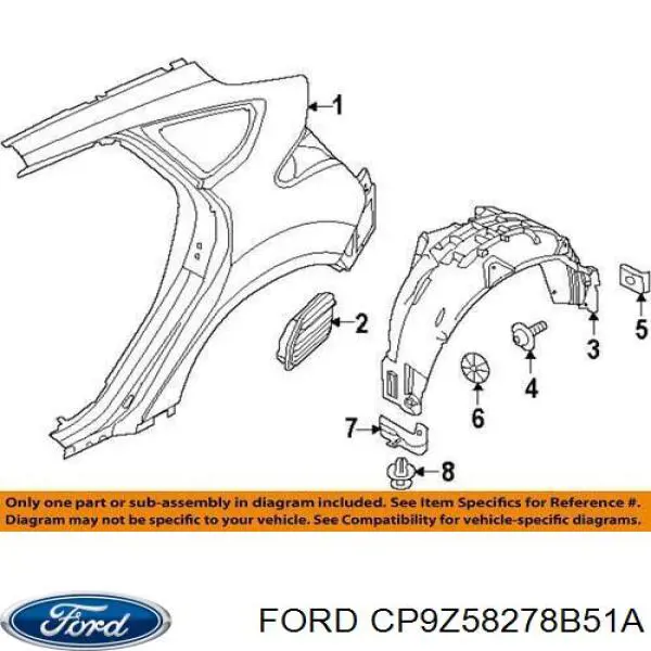 CP9Z58278B51A Ford Підкрилок заднього крила, лівий