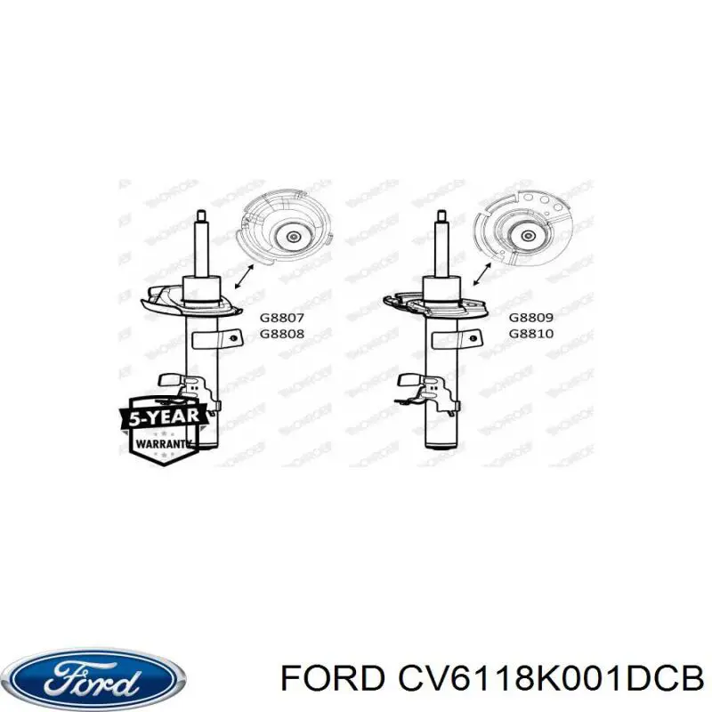 Амортизатор передній, лівий CV6118K001DCB Ford