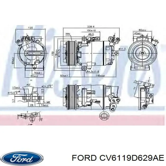 Компресор кондиціонера CV6119D629AE Ford