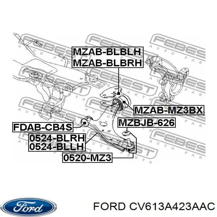 Купити CV613A423AAC Ford Важіль передньої підвіски нижній, правий