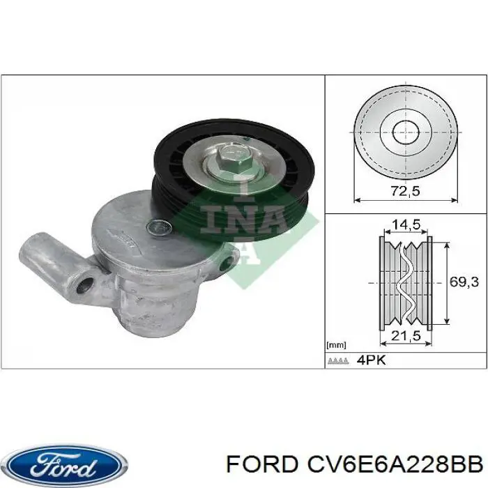 Купити CV6E6A228BB Ford Натягувач приводного ременя