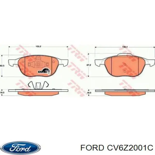Передні тормозні колодки CV6Z2001C Ford