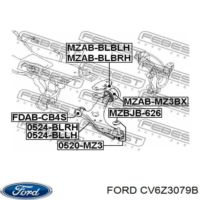 Купити CV6Z3079B Ford Лівий важіль передній нижній підвіски