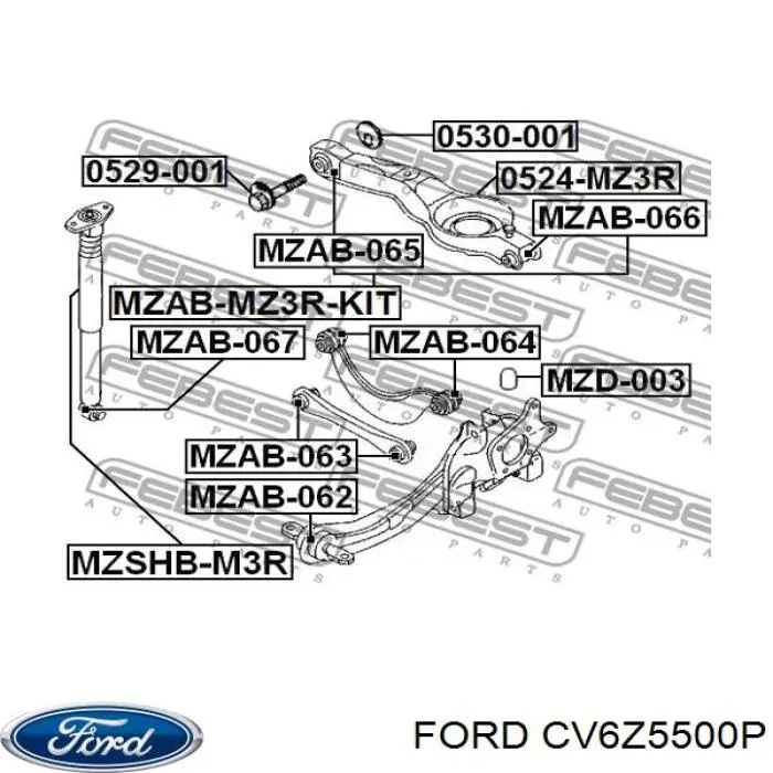 CV6Z5500P Ford важіль задньої підвіски нижній, лівий/правий
