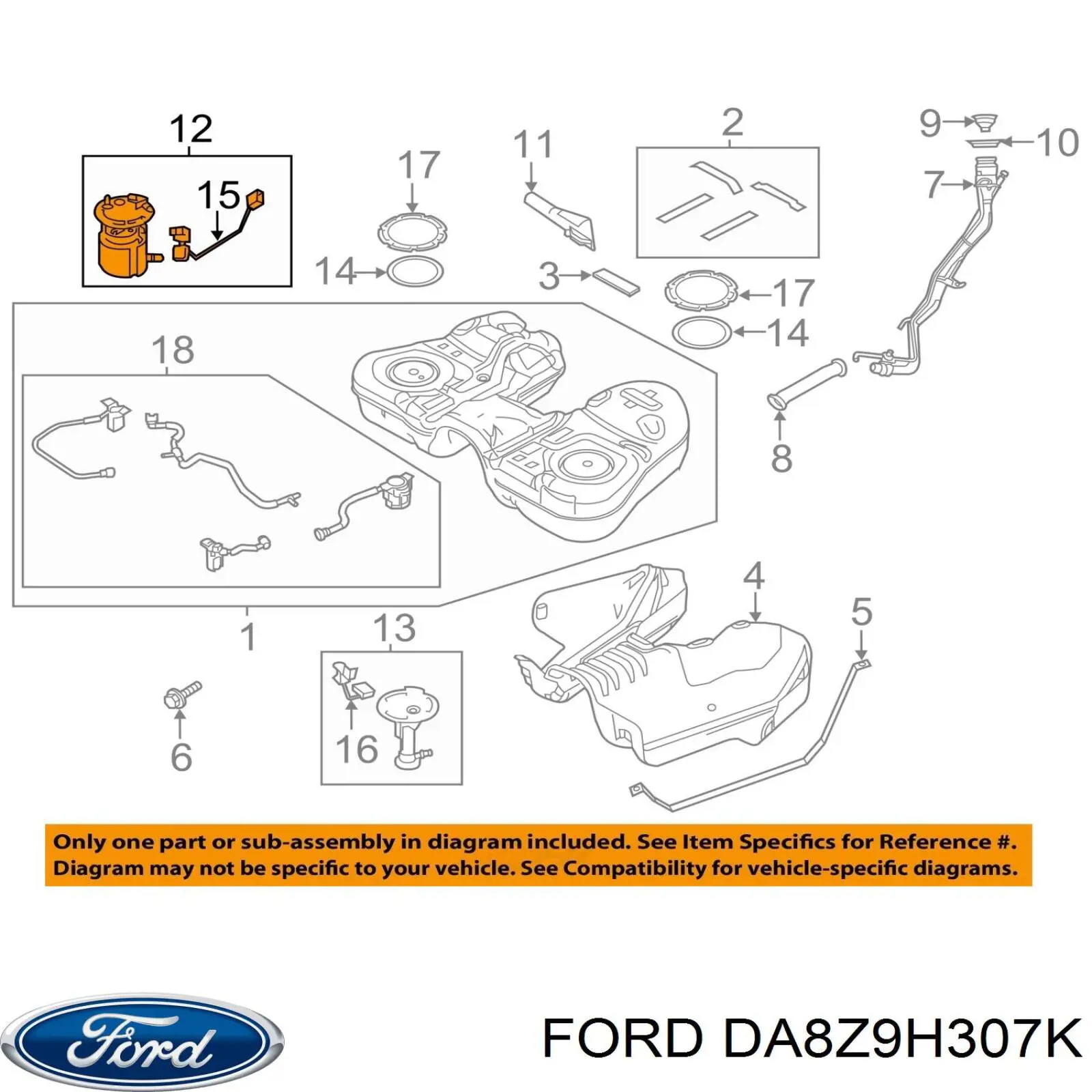 Модуль бензонасоса Ford DA8Z9H307K ціна, від 174.61 USD