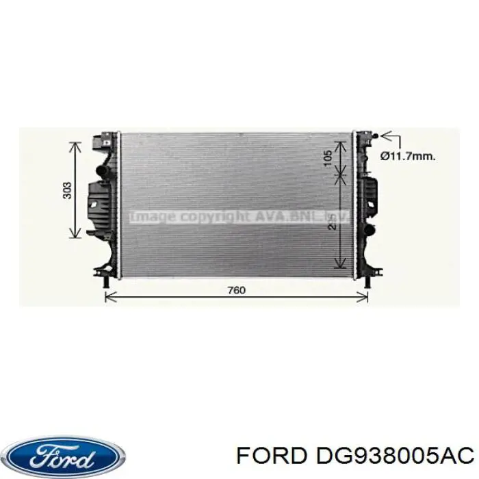 Радіатор охолодження двигуна DG938005AC Ford