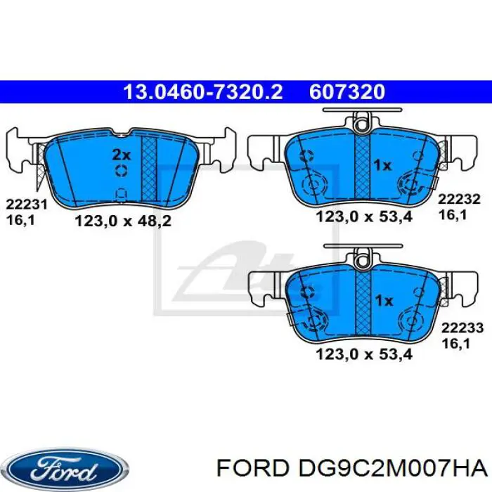 Задні гальмівні колодки Ford DG9C2M007HA ціна, від 22.82 USD