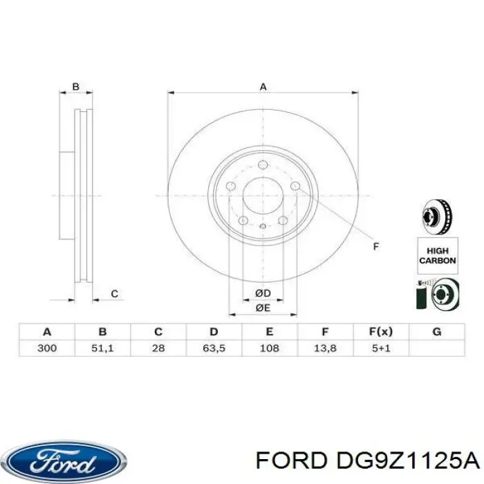 Гальмівні диски передні DG9Z1125A Ford