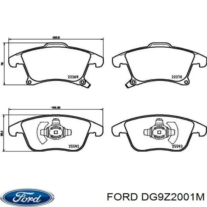 Колодки гальмівні передні, дискові DG9Z2001M Ford