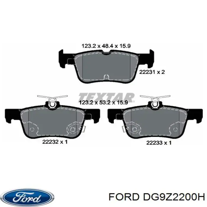 Задні гальмівні колодки Ford DG9Z2200H ціна, від 22.88 USD