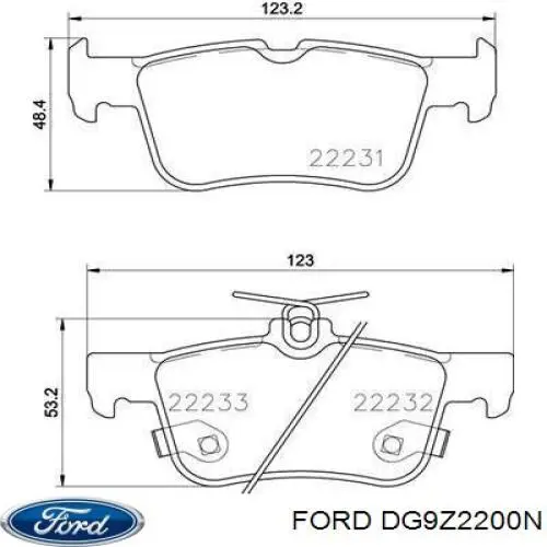 Колодки гальмові задні, дискові DG9Z2200N Ford