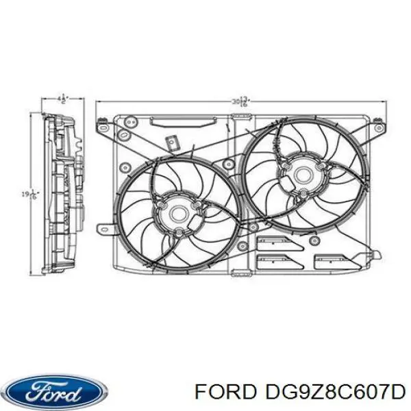 DG9Z8C607D Ford Дифузор радіатора охолодження, в зборі з мотором і крильчаткою
