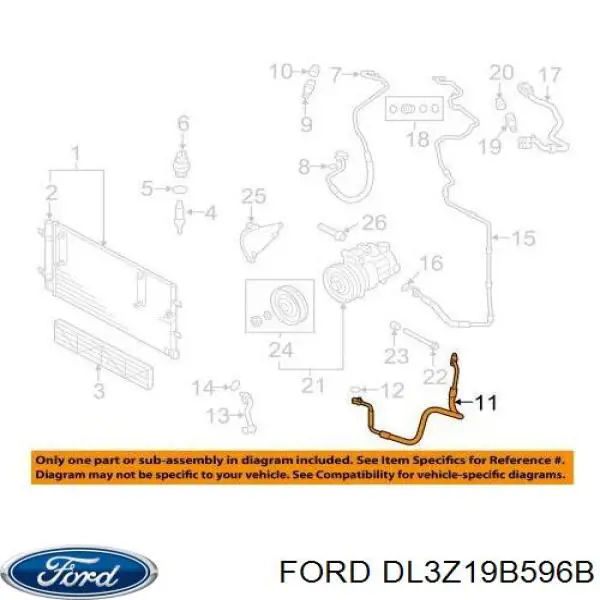 Кільце ущільнювача шланга компресора, нагнітального Ford DL3Z19B596B ціна, від 10.54 USD