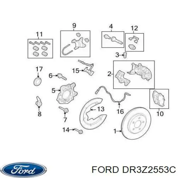 Супорт гальмівний задній лівий Ford DR3Z2553C ціна, від  USD
