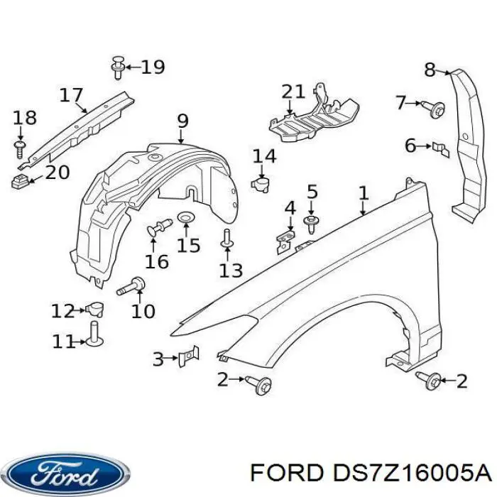 Крило переднє праве Ford DS7Z16005A ціна, від 53.67 USD