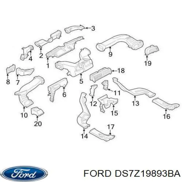 Купити DS7Z19893BA Ford Решітка повітропровода права