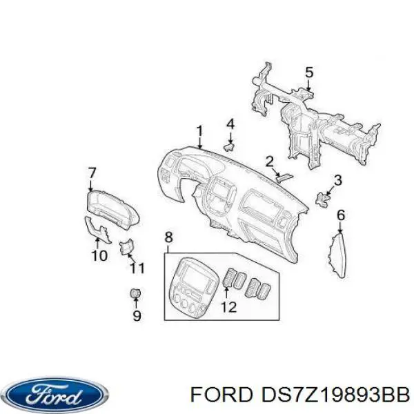 Купити DS7Z19893BB Ford Решітка повітропровода ліва