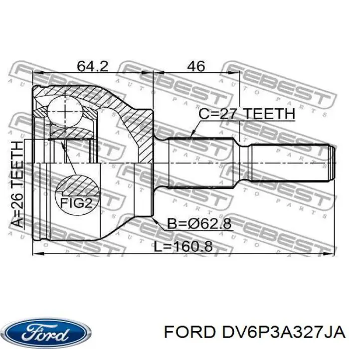 ШРУС зовнішній передній DV6P3A327JA Ford