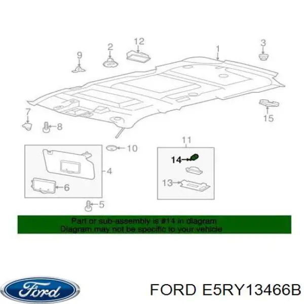 E5RY13466B Ford лампочка плафону освітлення салону/кабіни