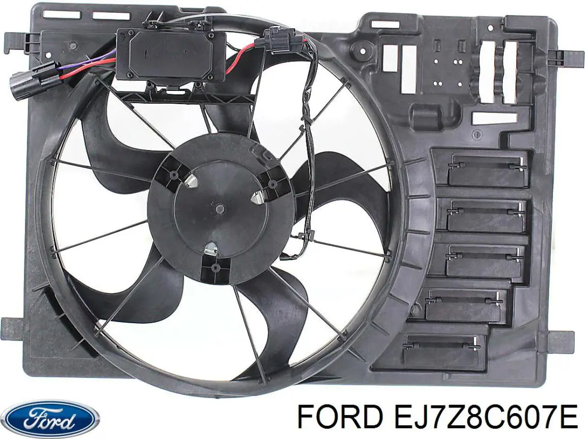 EJ7Z8C607E Ford дифузор радіатора охолодження, в зборі з двигуном і крильчаткою