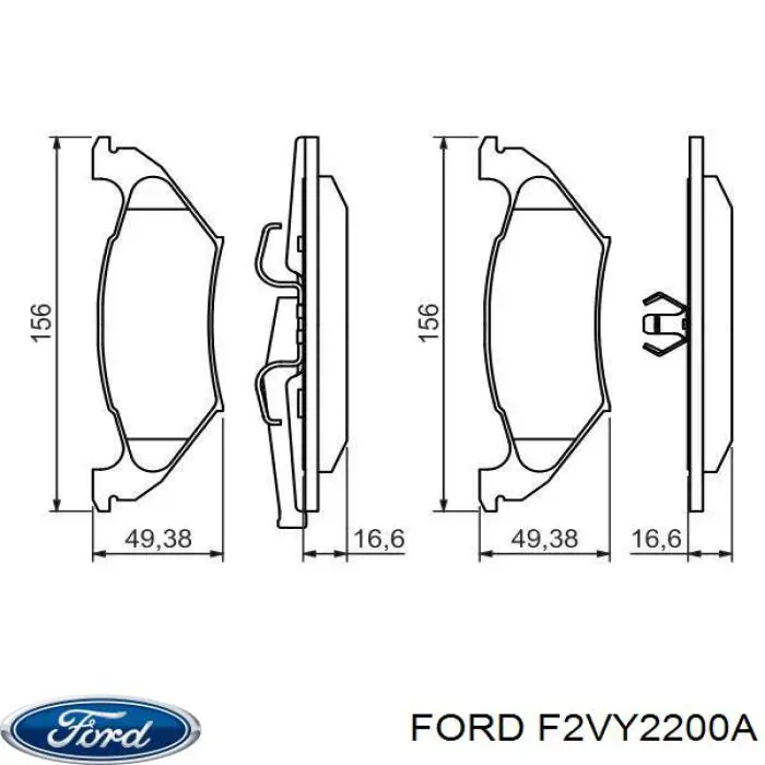 F2VY2200A Ford Колодки гальмівні задні, дискові