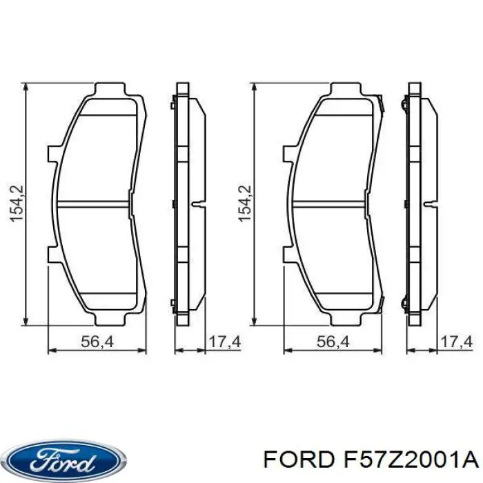 Колодки гальмівні передні, дискові F57Z2001A Ford