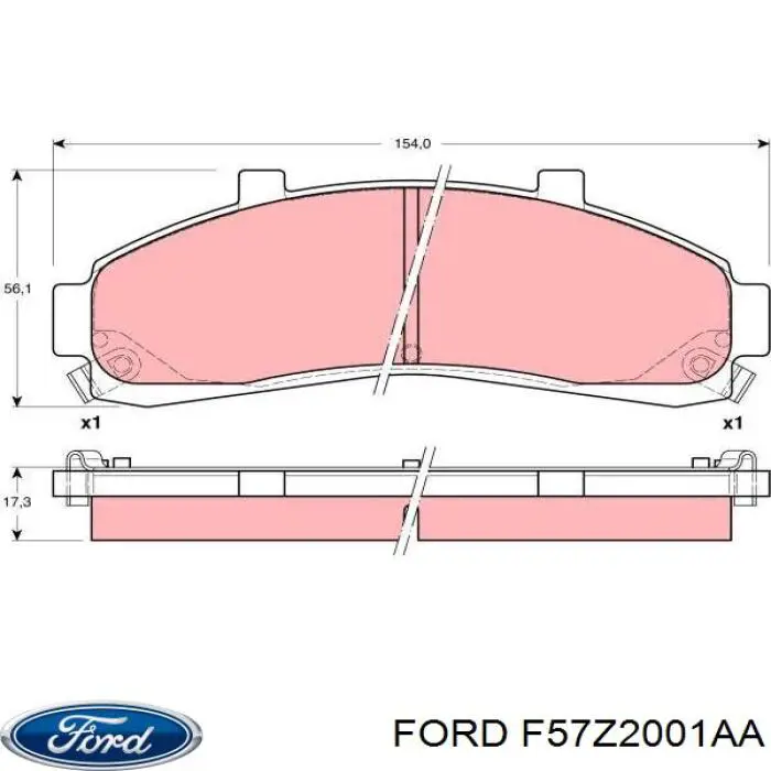 Колодки гальмівні передні, дискові F57Z2001AA Ford