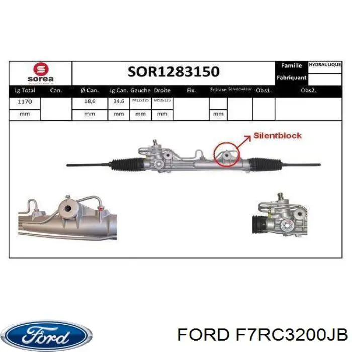 F7RC3200JB Ford рейка рульова