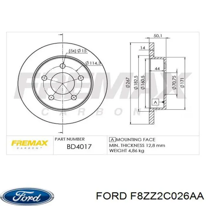 F8ZZ2C026AA Ford диск гальмівний задній