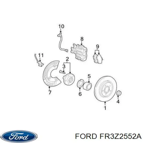 FR3Z2552G Ford супорт гальмівний задній правий