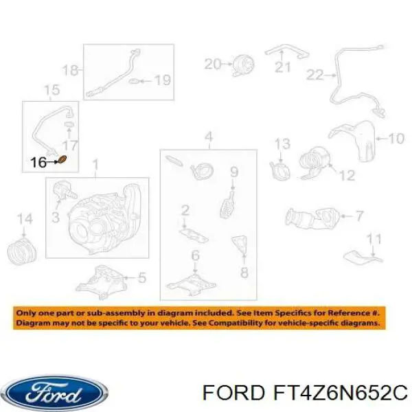 FT4Z6N652C Ford Прокладка шланга відводу масла від турбіни