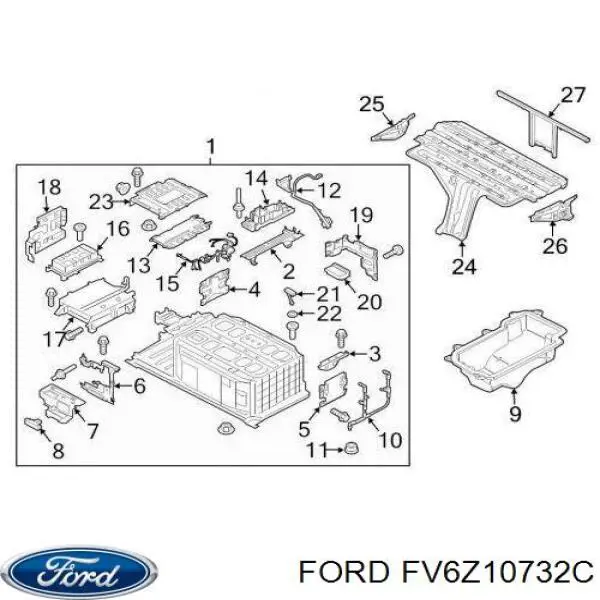 Піддон акумулятора (АКБ) Ford FV6Z10732C ціна, від 12.94 USD