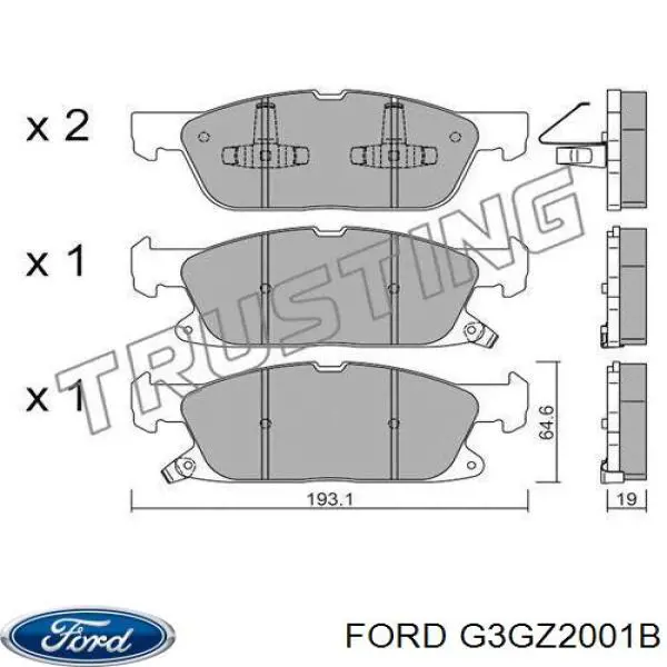 Колодки гальмівні передні, дискові G3GZ2001B Ford