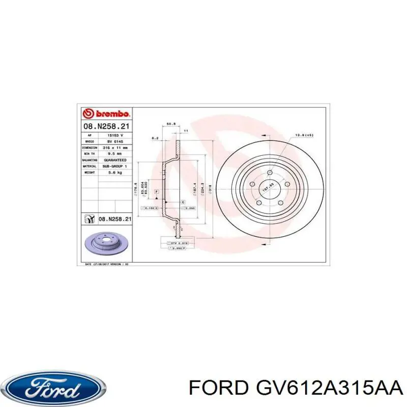 GV612A315AA Ford Дискові гальма